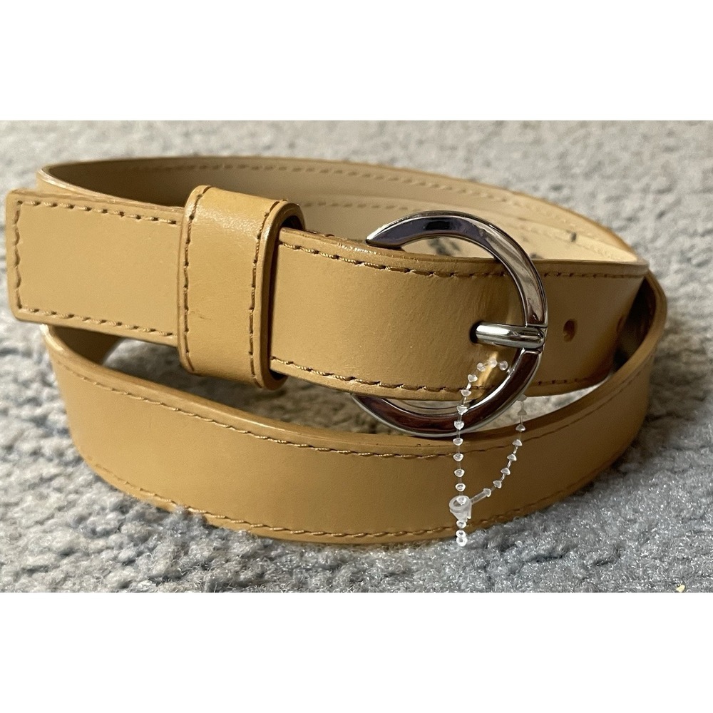 Y2K Via Spiga Leather Bet Women's Sz S Beige Tan Rounded Buckle USA Made Classic